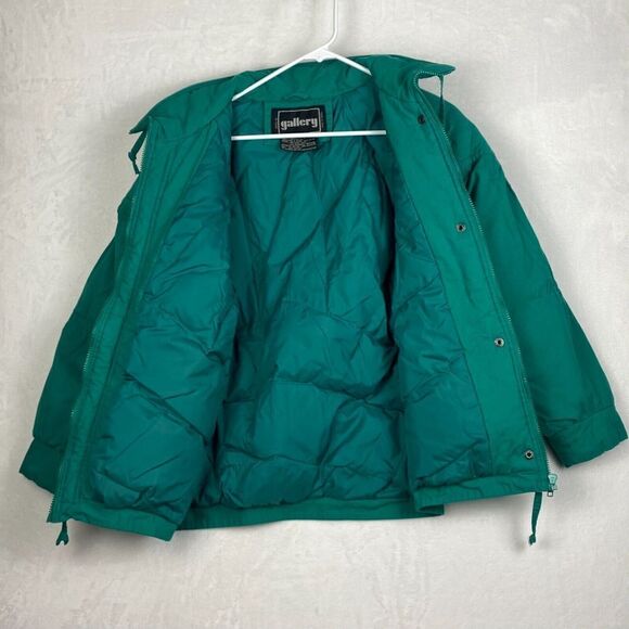 Vintage Gallery Retro Puffer Jacket Womens Extra Small Green Duck Down Feather - Picture 3 of 9